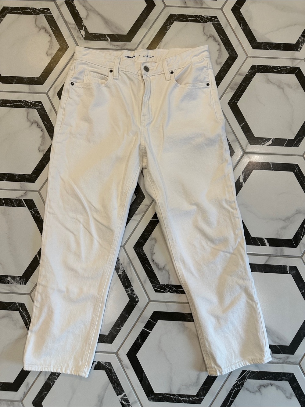 Old Navy White Women's Straight-Leg Jeans